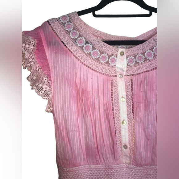 NEW LoveShackFancy Fontana Flutter Sleeve Lace Dress Size Medium - Picture 4 of 12